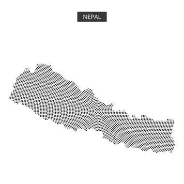 Ülke ana hatlarını ve coğrafi ayrıntıları gösteren, sınırları ve şekilleri vurgulayan bir Nepal haritası.