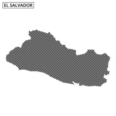 El Salvador 'un noktalı bir taslağında ülkenin eşsiz şekli ve coğrafi özellikleri açıkça gözler önüne seriliyor.