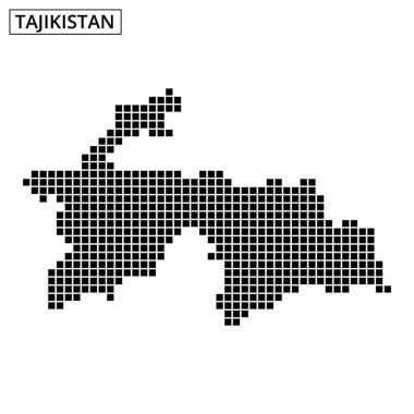 Tacikistan 'ın coğrafi düzenini noktalı desenler kullanarak gösteren ayrıntılı bir haritası.