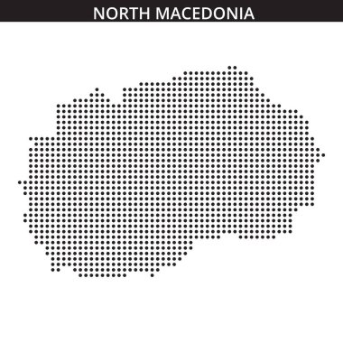 Kuzey Makedonya 'nın şeklini ve çevresini gösteren ayrıntılı bir temsili, önemli bölgeleri vurguluyor.