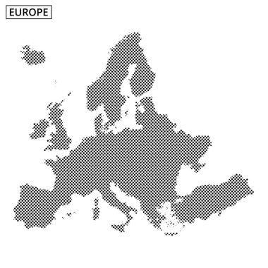 Avrupa 'nın noktalı bir temsili, gösterişli ülkeler ve sınırlar eğitici materyallere uygun minimalist tarzda.