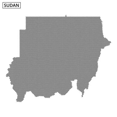 Sudan 'ın bu sanat eseri benzersiz şeklini ve sınırlarını göstermek için noktalı desenler kullanıyor, ülkenin farklı hatlarını vurguluyor..
