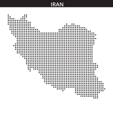 Bu görselleştirme, İran 'ın ülkenin şekil ve coğrafyasını etkin bir şekilde gösteren noktalı desenler ve kontur çizgileriyle özetlenmiştir..