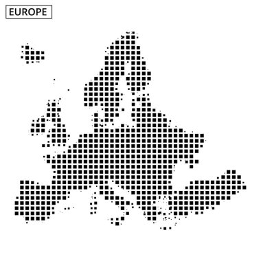 Avrupa 'nın noktalı bir temsili, gösterişli ülkeler ve sınırlar eğitici materyallere uygun minimalist tarzda.