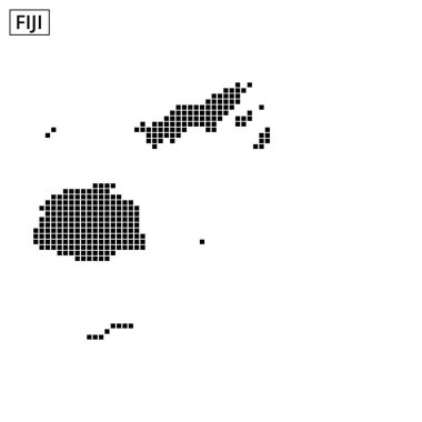 Adalarını ve noktalı desenlerle coğrafi düzeni vurgulayan Fiji 'nin ayrıntılı temsili.