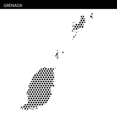 Grenada 'nın coğrafyasını ve etrafındaki adaları bir şebeke şablonu kullanarak vurgulayan ayrıntılı çizgisi.