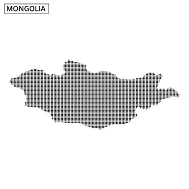 Moğolistan 'ın detaylı noktalı bir haritası. Şeklini soyut çizgiler ve kalıplarla yumuşak bir arkaplana karşı sergiliyor..