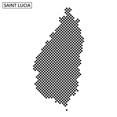 Saint Lucia 'nın Karayip bölgesindeki eşsiz şekil ve coğrafi bağlamını vurgulayan ayrıntılı ana hatları.