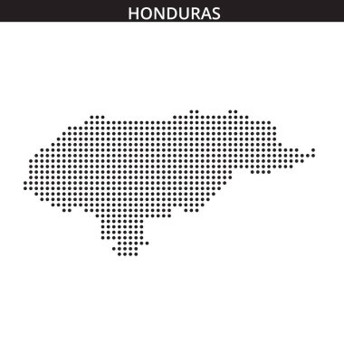 Honduras 'ın, ülkenin coğrafi sınırlarını ve farklı şekilleri vurgulayan nokta desenini kullanarak oluşturduğu detaylı bir taslak..