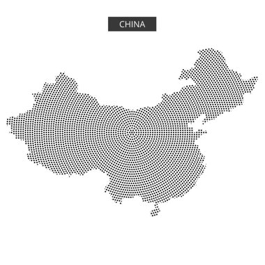Çin 'in noktalı bir özeti, ülkenin geniş topraklarını gözler önüne seren beyaz bir arka plan karşısında coğrafi şeklini ve anahtar özelliklerini vurguluyor..