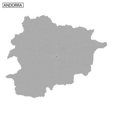 Andorra 'nın sınırları, ülkenin şekil ve coğrafyasını açıkça vurgulayan eşsiz bir pikselli formatta gösterilmiştir..
