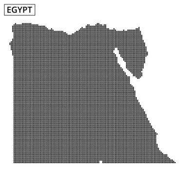 Mısır 'ın bu detaylı haritasında görsel ayrım için nokta deseni kullanılarak çeşitli coğrafi özellikler ve bölgeler gösteriliyor.