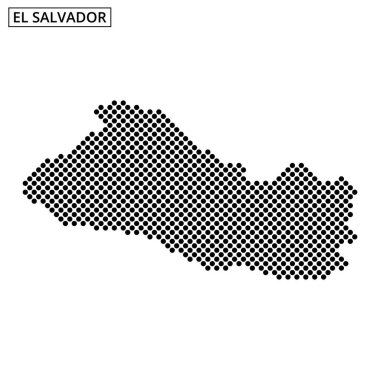 El Salvador 'un noktalı bir taslağında ülkenin eşsiz şekli ve coğrafi özellikleri açıkça gözler önüne seriliyor.