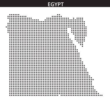 Mısır 'ın bu detaylı haritasında görsel ayrım için nokta deseni kullanılarak çeşitli coğrafi özellikler ve bölgeler gösteriliyor.