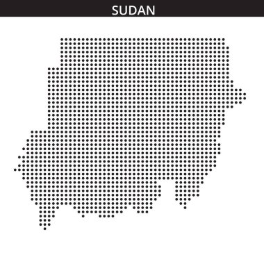 Sudan 'ın bu sanat eseri benzersiz şeklini ve ülkenin farklı hatlarını vurgulayan sınırları göstermek için noktalı desenler kullanıyor.