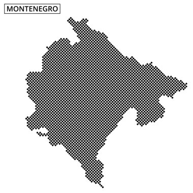 Karadağ, coğrafi şeklini sergileyen net bir arkaplan üzerinde noktalı bir dış hatla temsil ediliyor.