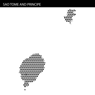 Grafik, adaların farklı şekillerini vurgulayan Sao Tome ve Principe 'nin pikselli bir taslağını gösteriyor..