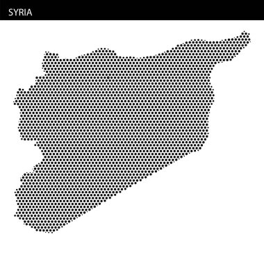 Noktalı bir desen kullanarak Suriye coğrafi şeklinin yaratıcı bir tasviri