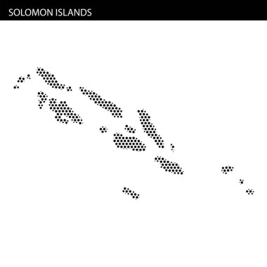 Solomon Adaları 'nın detaylı ana hatları Pasifik Okyanusu boyunca coğrafi özelliklerini ve konumlarını gözler önüne seriyor..