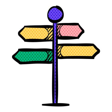 Yol işareti yarım ton simgesi elle çizilmiş renk vektörü illüstrasyonu