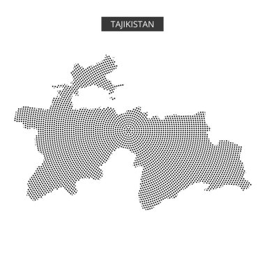 Tacikistan 'ın coğrafi düzenini noktalı desenler kullanarak gösteren ayrıntılı bir haritası.