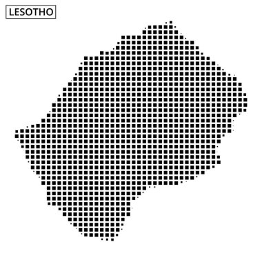 Lesotho 'nun noktalı çizgisi basit bir harita dizaynında coğrafi özellikleri gösterir.