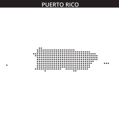 Porto Riko 'nun yaratıcı bir haritası noktalı bir desen ve dalgalı bir arka plan tasarımıyla sanatsal elementleri yakalıyor..