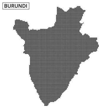 Burundi 'nin çarpıcı nokta desenli bir tasviri ülkenin coğrafi şeklini gözler önüne seriyor.