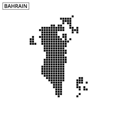 Bu sanat eseri, özgün bir nokta deseniyle dolu Bahreyn 'in ana hatlarını soyut bir arkaplanda sergiliyor..