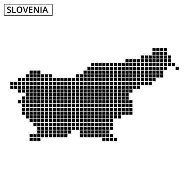 Slovenya 'nın hafif bir arkaplanda oluşturulan noktalı tasviri, ülkenin şekil ve coğrafi özelliklerini vurguluyor.