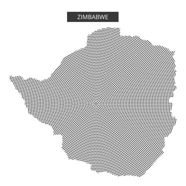 Zimbabwe 'nin nokta desenli haritası, ülkenin coğrafi düzeni ve sınırlarını vurguluyor..