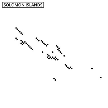 Solomon Adaları 'nın detaylı ana hatları Pasifik Okyanusu boyunca coğrafi özelliklerini ve konumlarını gözler önüne seriyor..
