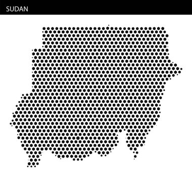 Sudan 'ın bu sanat eseri benzersiz şeklini ve sınırlarını göstermek için noktalı desenler kullanıyor.