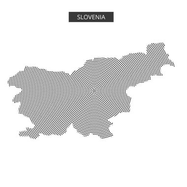Slovenya 'nın hafif bir arkaplanda oluşturulan noktalı tasviri, ülkenin şekil ve coğrafi özelliklerini vurguluyor.
