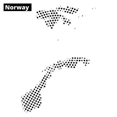 Norveç 'in soyut bir arkaplan üzerinde noktalı bir desen kullanarak eşsiz coğrafyasını vurgulayan görsel bir temsili..