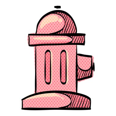 Hydrant yarım ton simgesi elle çizilmiş renk vektörü çizimi