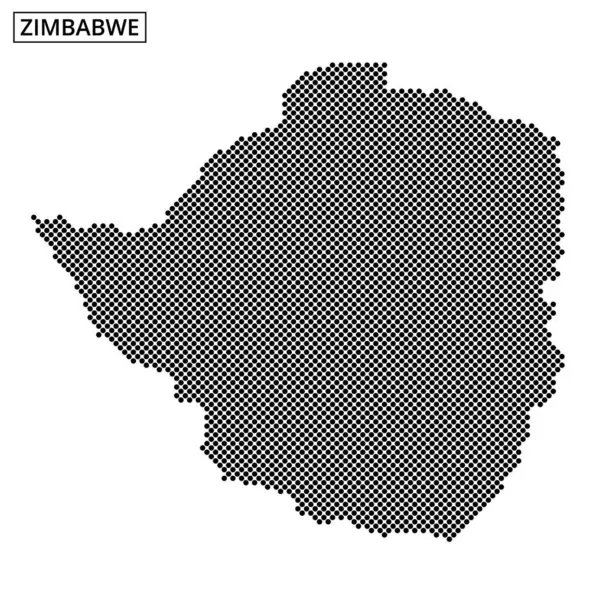 Zimbabwe 'nin nokta desenli haritası, ülkenin coğrafi düzeni ve sınırlarını vurguluyor..