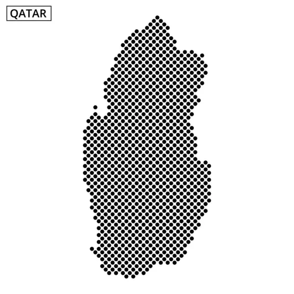 Katar 'ın ana hatları, dokulu bir arkaplan karşısında noktalı bir desen ile temsil ediliyor, coğrafi şeklini yaratıcı bir şekilde vurguluyor..