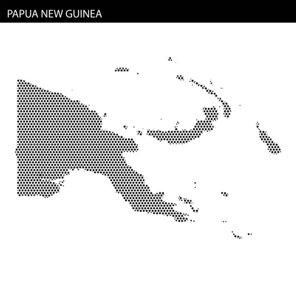 Papua Yeni Gine 'nin eşsiz coğrafi şeklini ve özelliklerini gösteren noktalı bir temsili..