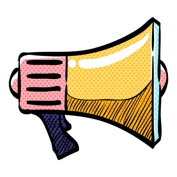 Megafon yarım ton simgesi elle çizilmiş renk vektörü çizimi