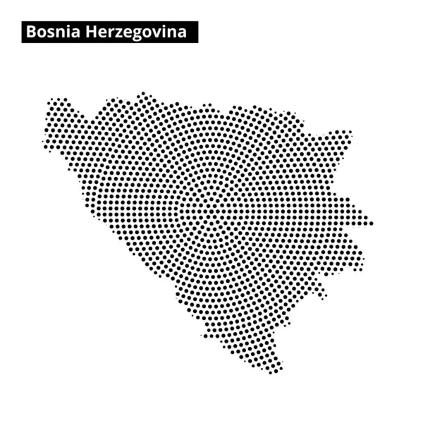 Bosna-Hersek 'in coğrafi şeklini vurgulayan biçimlendirilmiş nokta desenli haritası.