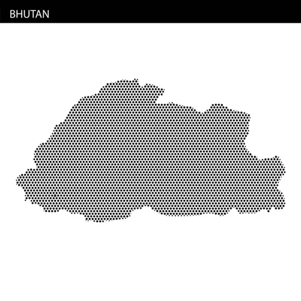 Butan 'ın ayırt edici ana hatları, ülkenin coğrafi şekli ve sınırlarını gösteren eşsiz bir nokta deseni ile tasvir edilmiştir..