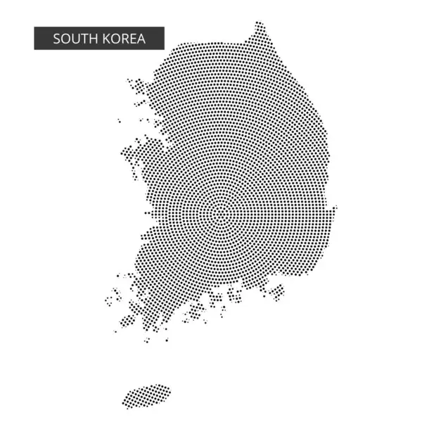 Güney Kore 'nin eşsiz şeklini düz bir arkaplanda gösteren noktalı haritası. Eğitim ve coğrafi öğrenim için ideal.