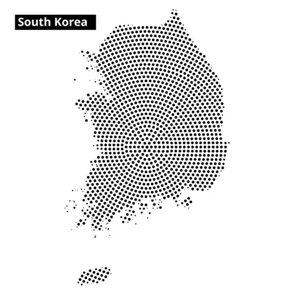 Güney Kore 'nin eşsiz şeklini düz bir arkaplanda gösteren noktalı haritası. Eğitim ve coğrafi öğrenim için ideal.