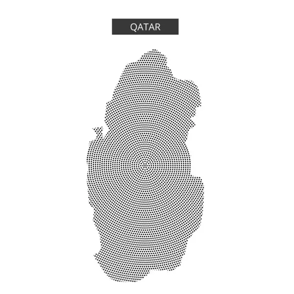 Katar 'ın ana hatları, dokulu bir arkaplan karşısında noktalı bir desen ile temsil ediliyor, coğrafi şeklini yaratıcı bir şekilde vurguluyor..