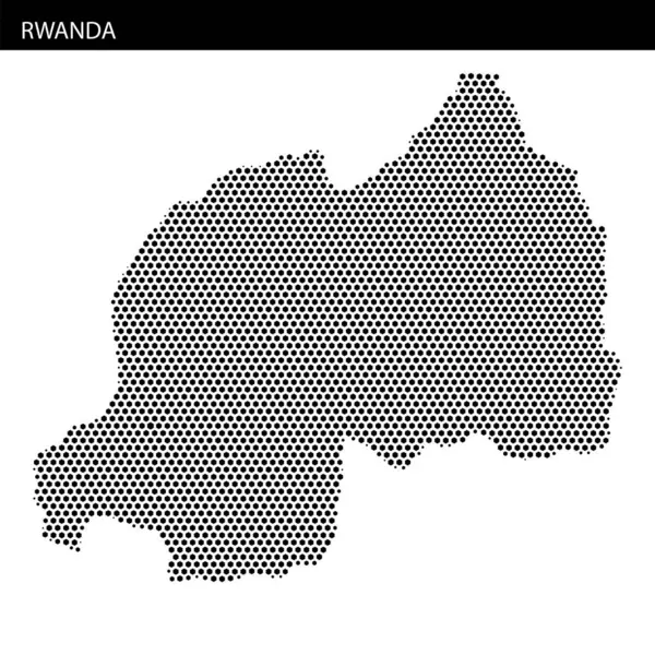 Ruanda 'nın nokta biçiminde sunumu coğrafyasını sergiliyor, eğitim amaçlı arazi ve sınırları vurguluyor.