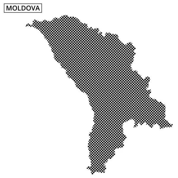 Moldova haritasının noktalı gösterimi, coğrafi ana hatlarını ve biçimini net bir şekilde gösteriyor.