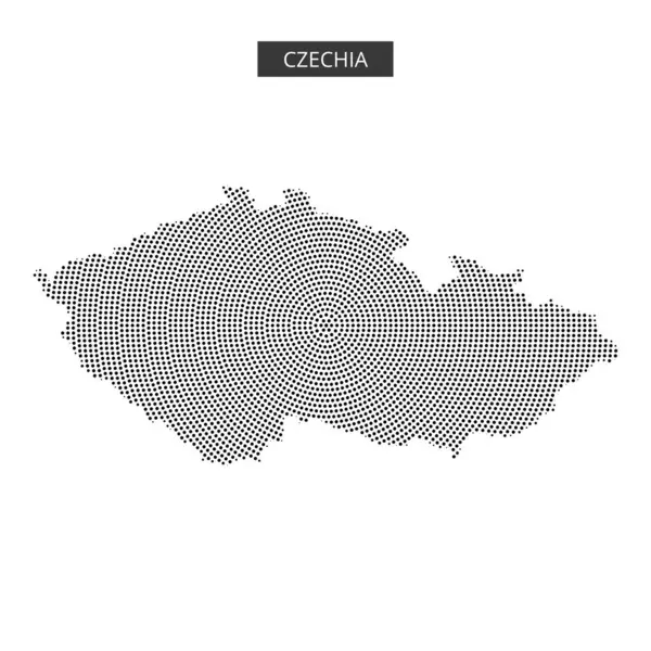 Çek Cumhuriyeti 'nin noktalı bir haritası, sınırlarını ve coğrafi özelliklerini sanatsal bir resimde sergiliyor.