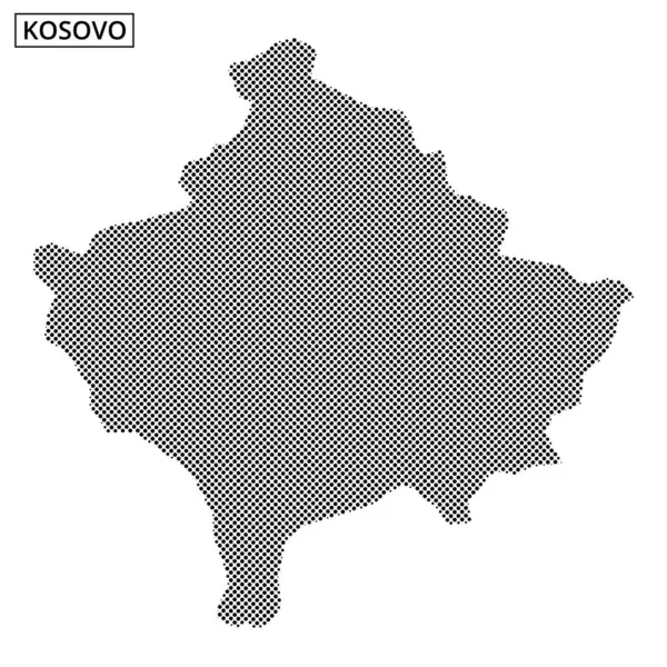 Kosova 'nın siyah ve beyaz ana hatları, coğrafi özellikler ve sanatsal tasarım sergilenen bir nokta deseniyle yaratıldı.