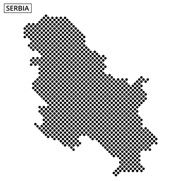Sırbistan 'ın soyut bir tasviri, yaratıcı coğrafi özelliklerin yer aldığı noktalı bir şablon çiziyor.